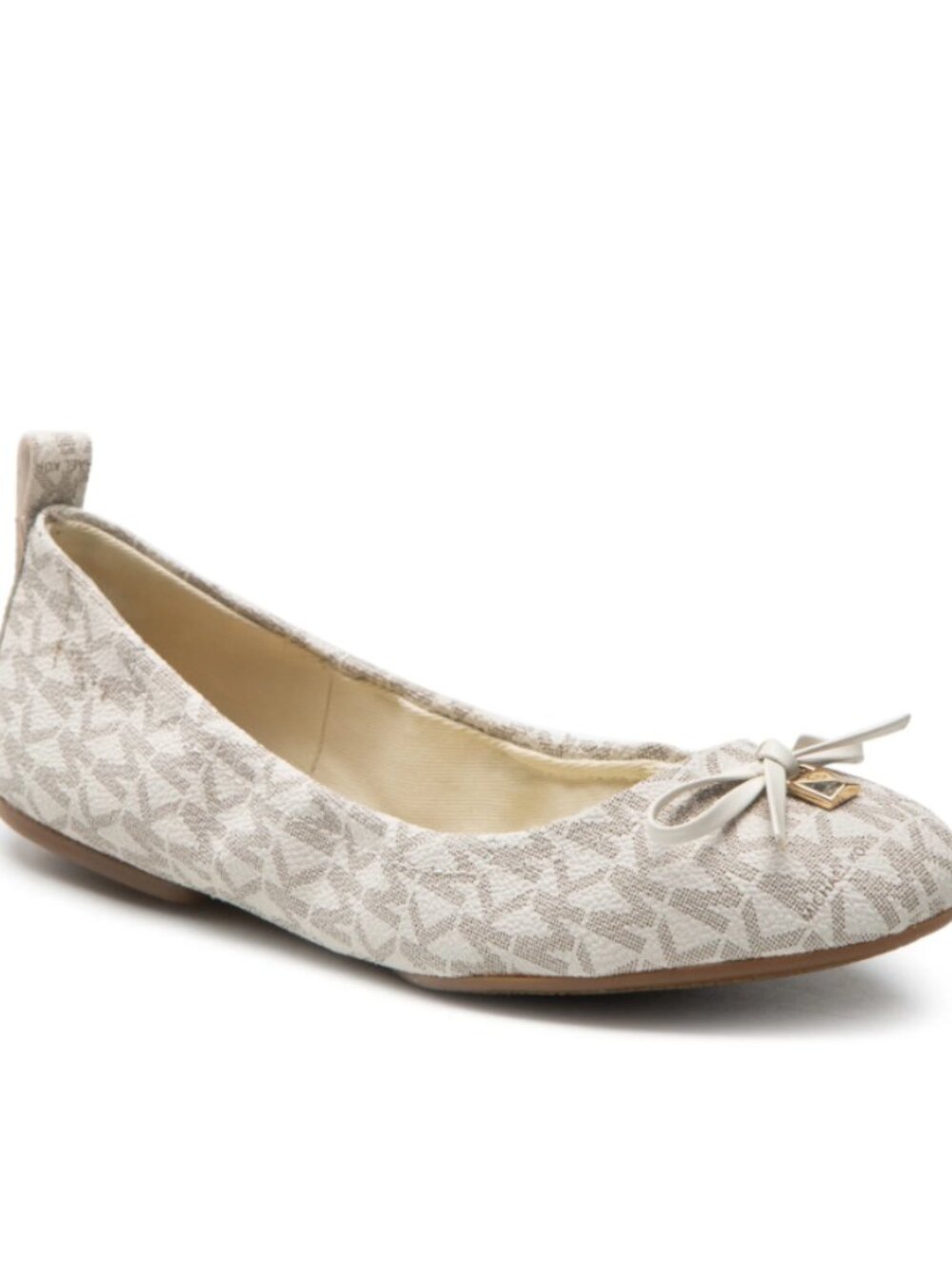 Michael Kors Beige Logo Bow Ballet Flats